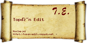 Topán Edit névjegykártya